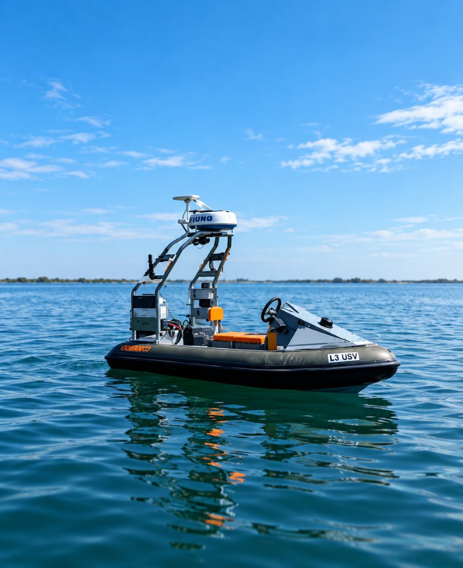 Autonomous unmanned surface vessel at sea