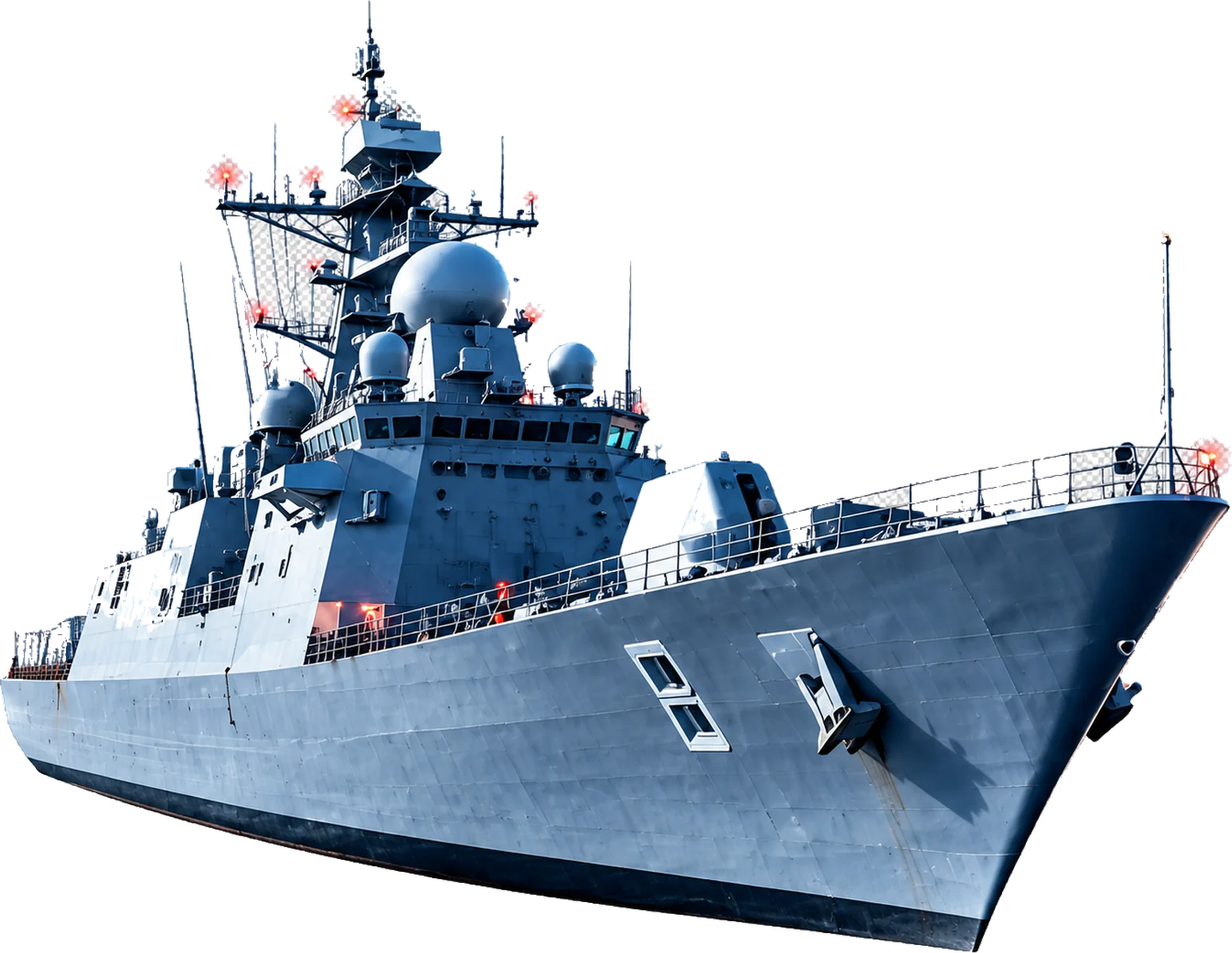 Naval frigate fitted with the degaussing system